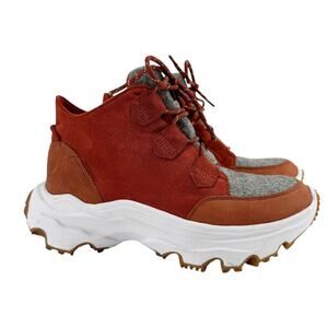 Sorel Kinetic Breakthru Caribou Snow Rain Ice Winter Boots Red Apres Ski Size 9